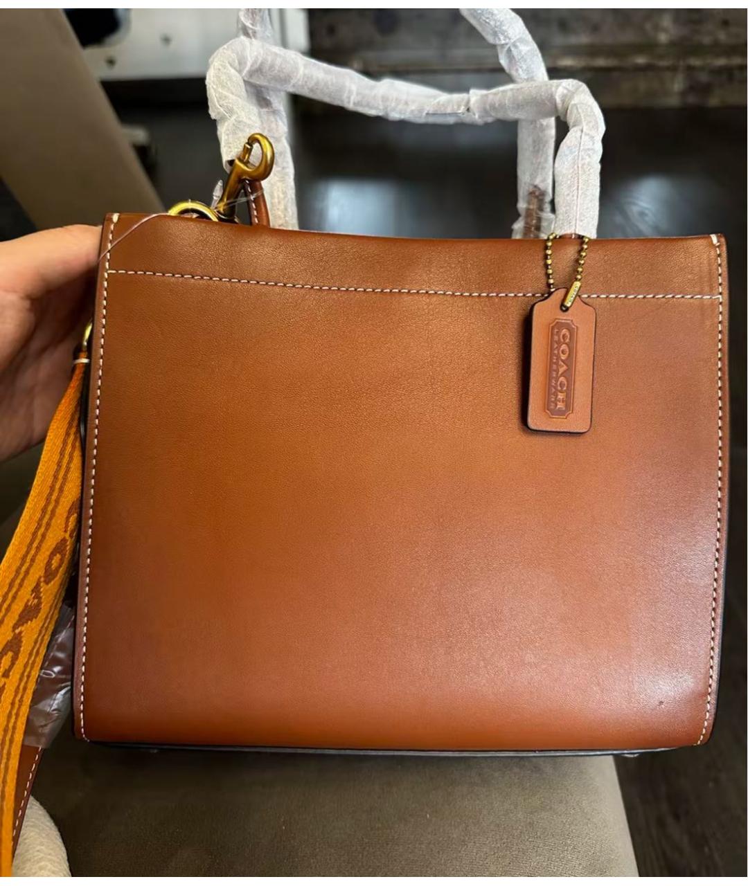 COACH Коричневая кожаная сумка тоут, фото 7