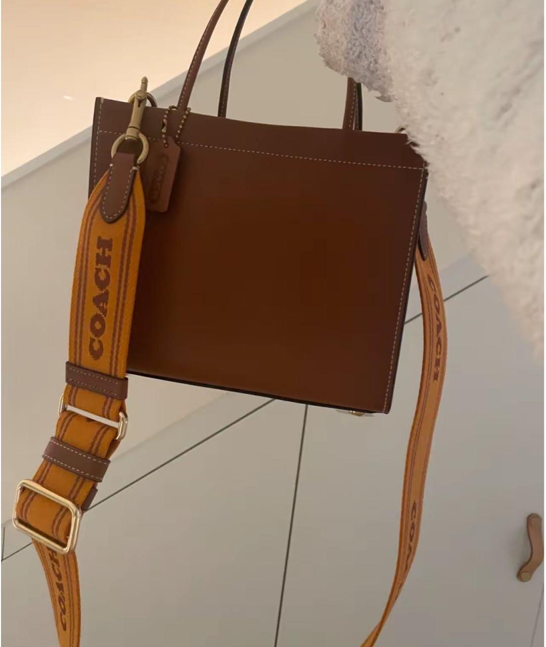 COACH Коричневая кожаная сумка тоут, фото 6