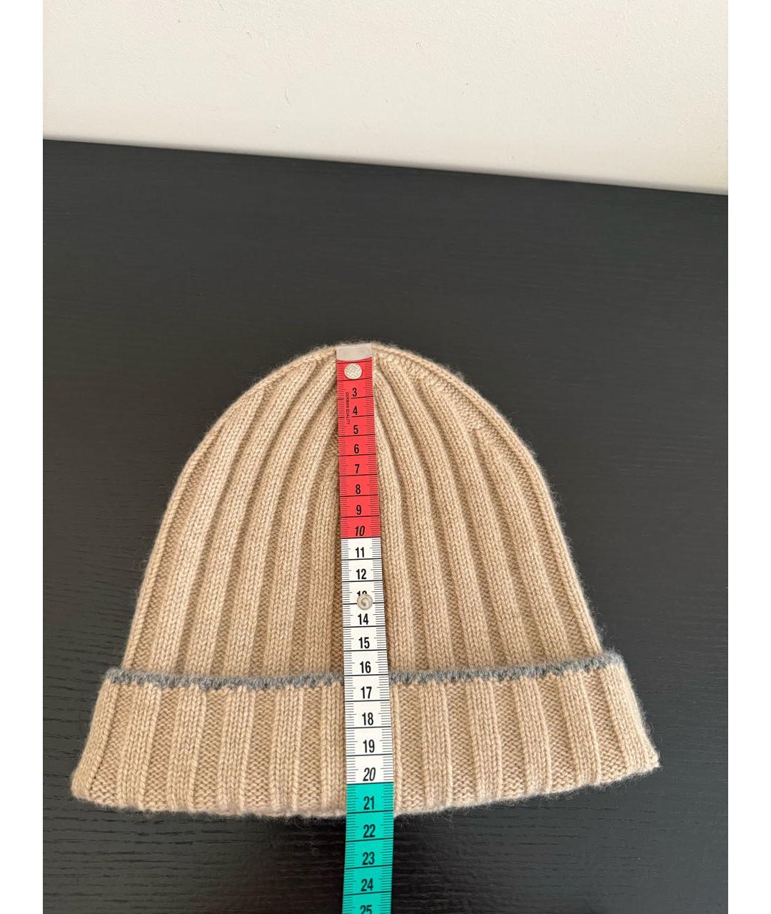 BRUNELLO CUCINELLI Бежевая кашемировая шапка, фото 8