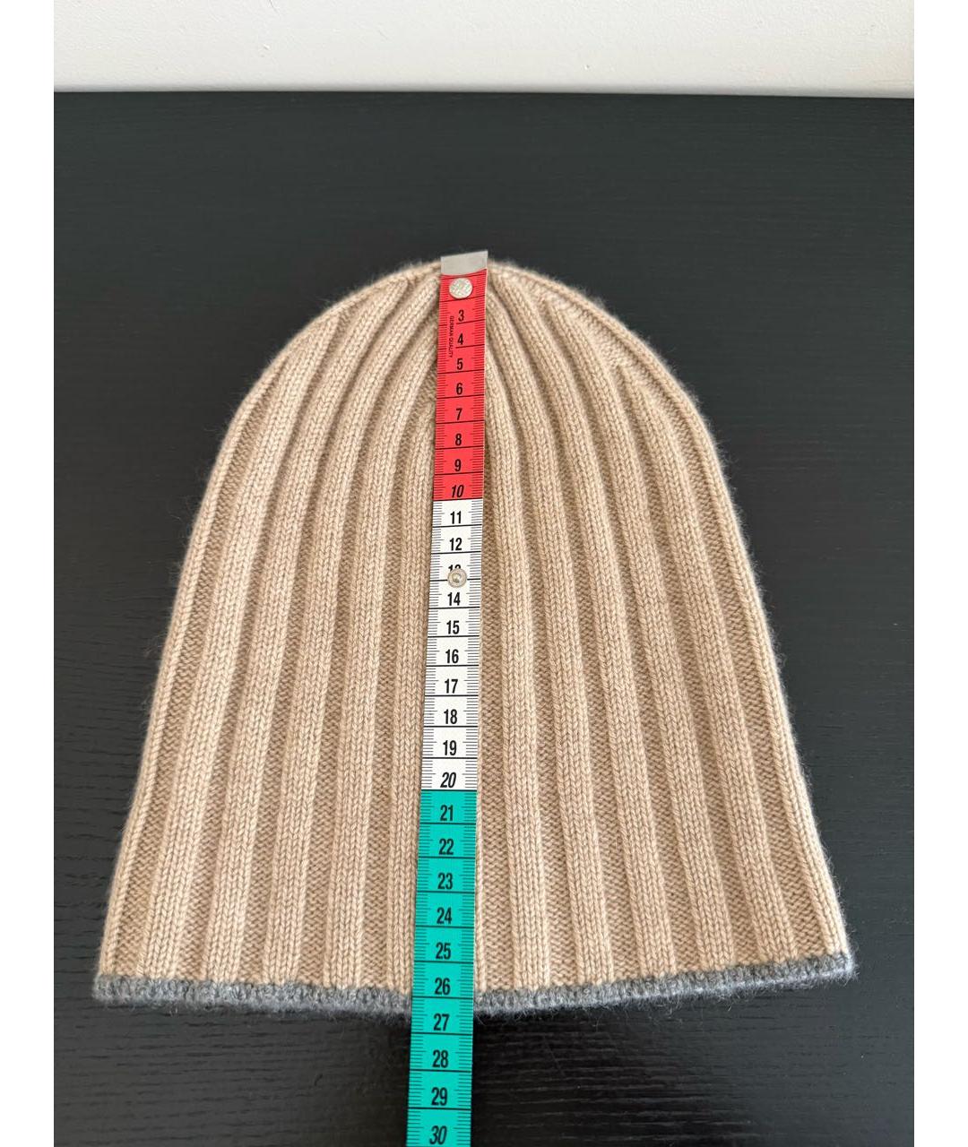 BRUNELLO CUCINELLI Бежевая кашемировая шапка, фото 6