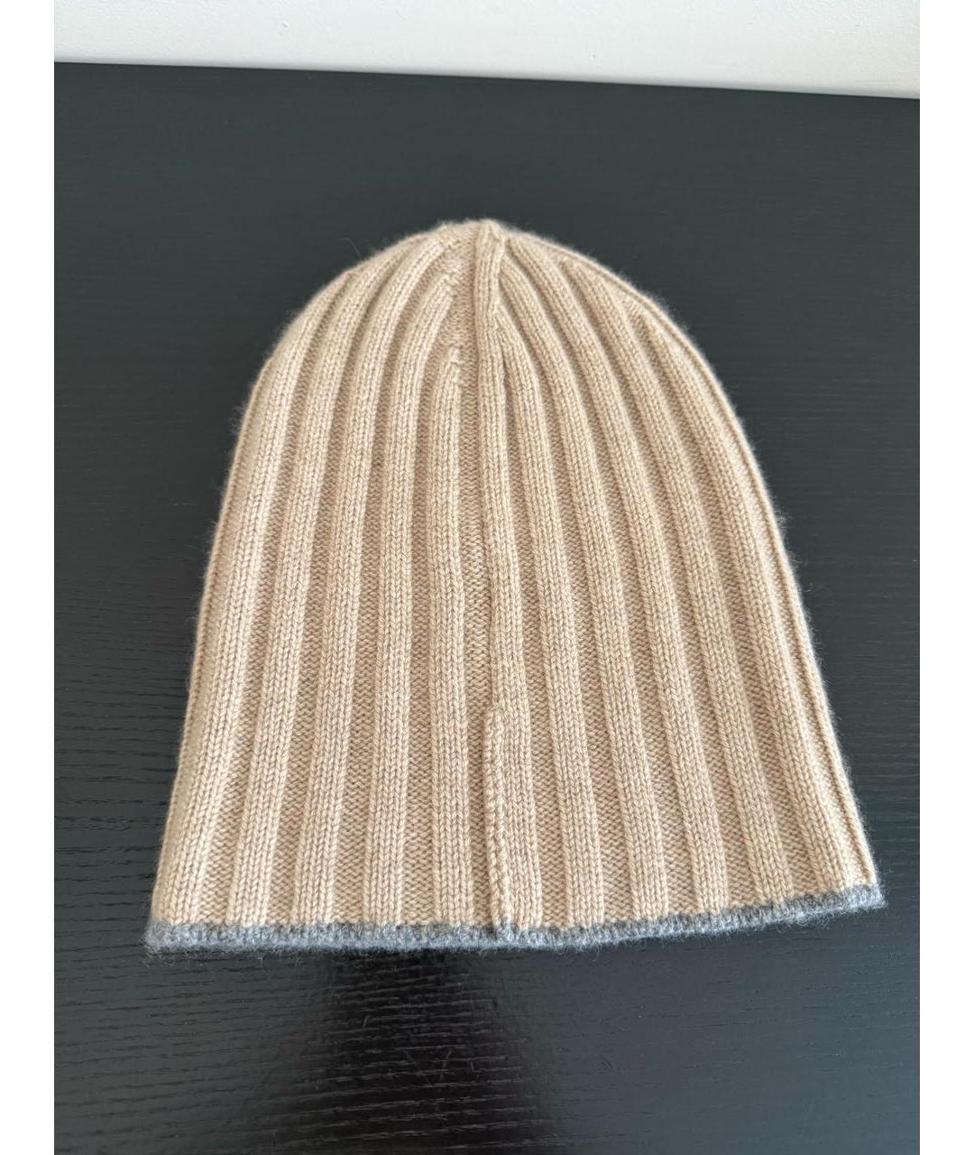 BRUNELLO CUCINELLI Бежевая кашемировая шапка, фото 4