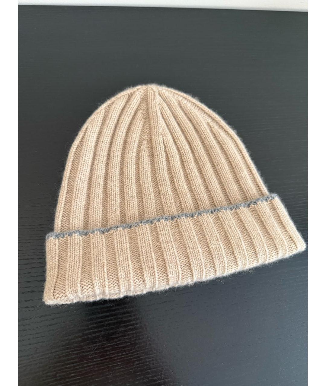 BRUNELLO CUCINELLI Бежевая кашемировая шапка, фото 2