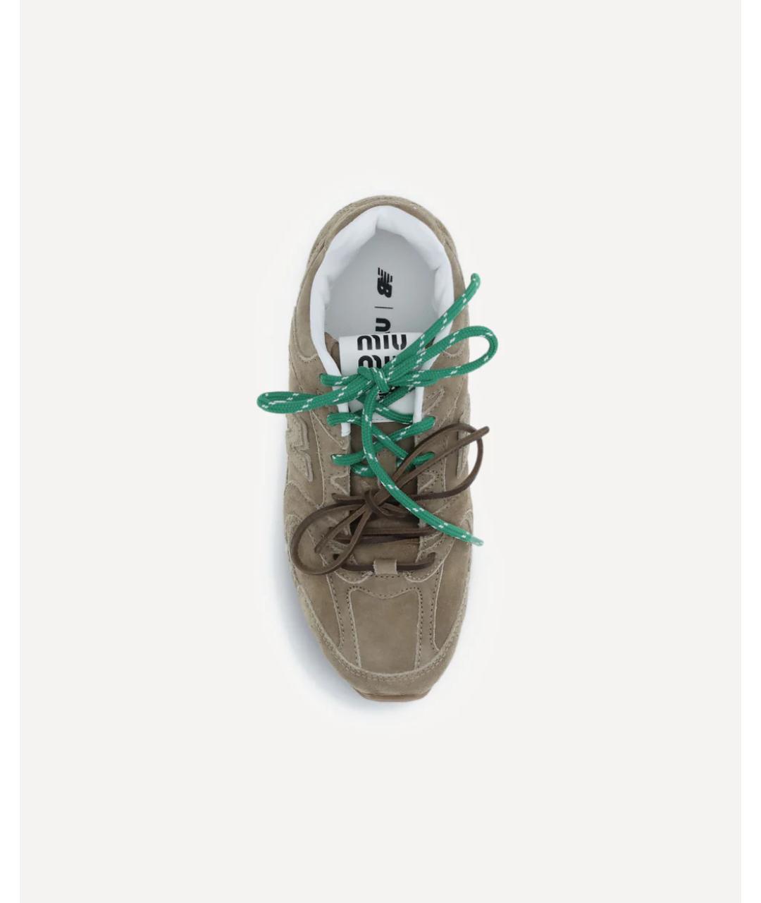 MIU MIU Бежевые замшевые кроссовки, фото 4