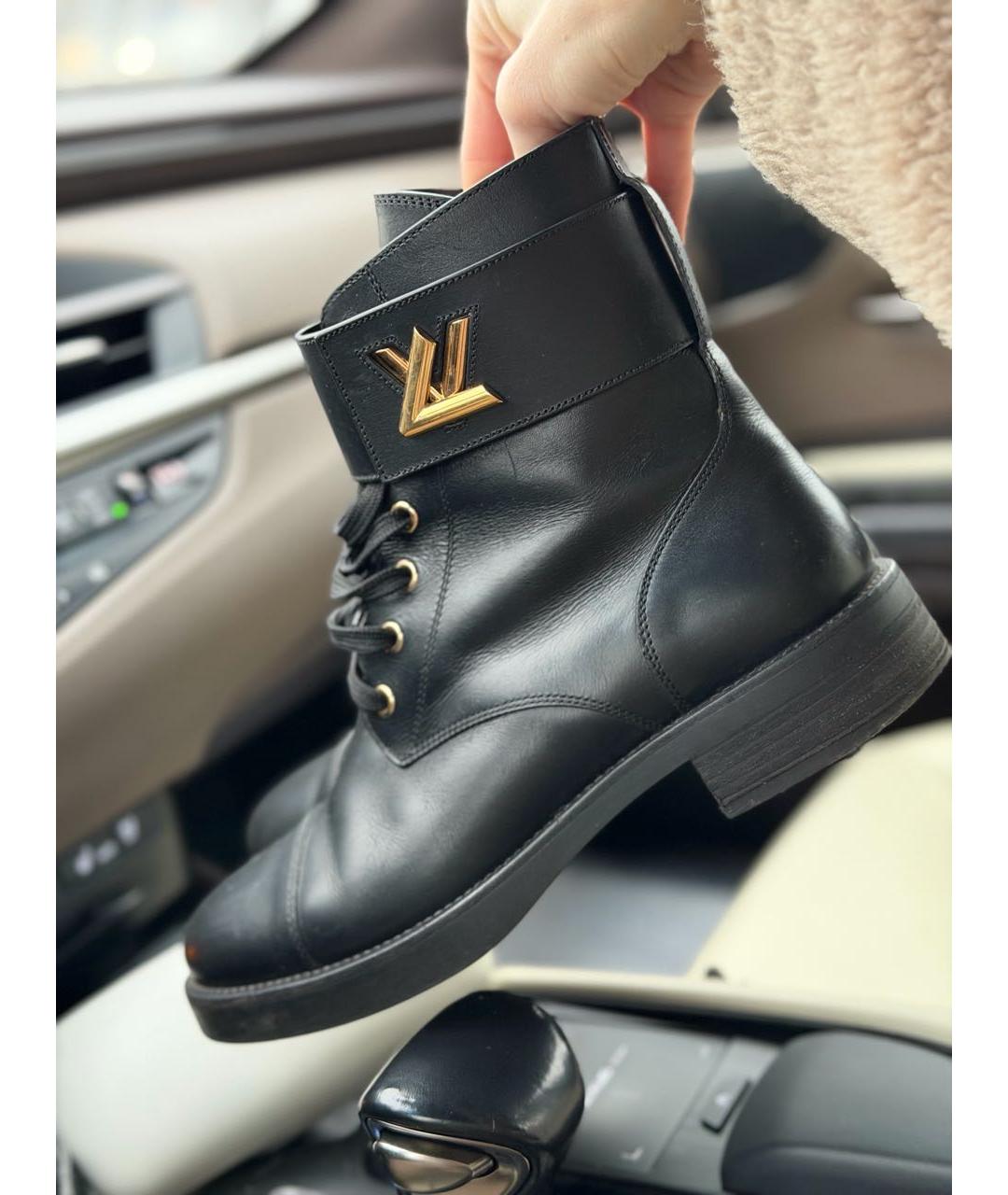 LOUIS VUITTON Черные кожаные ботинки, фото 3