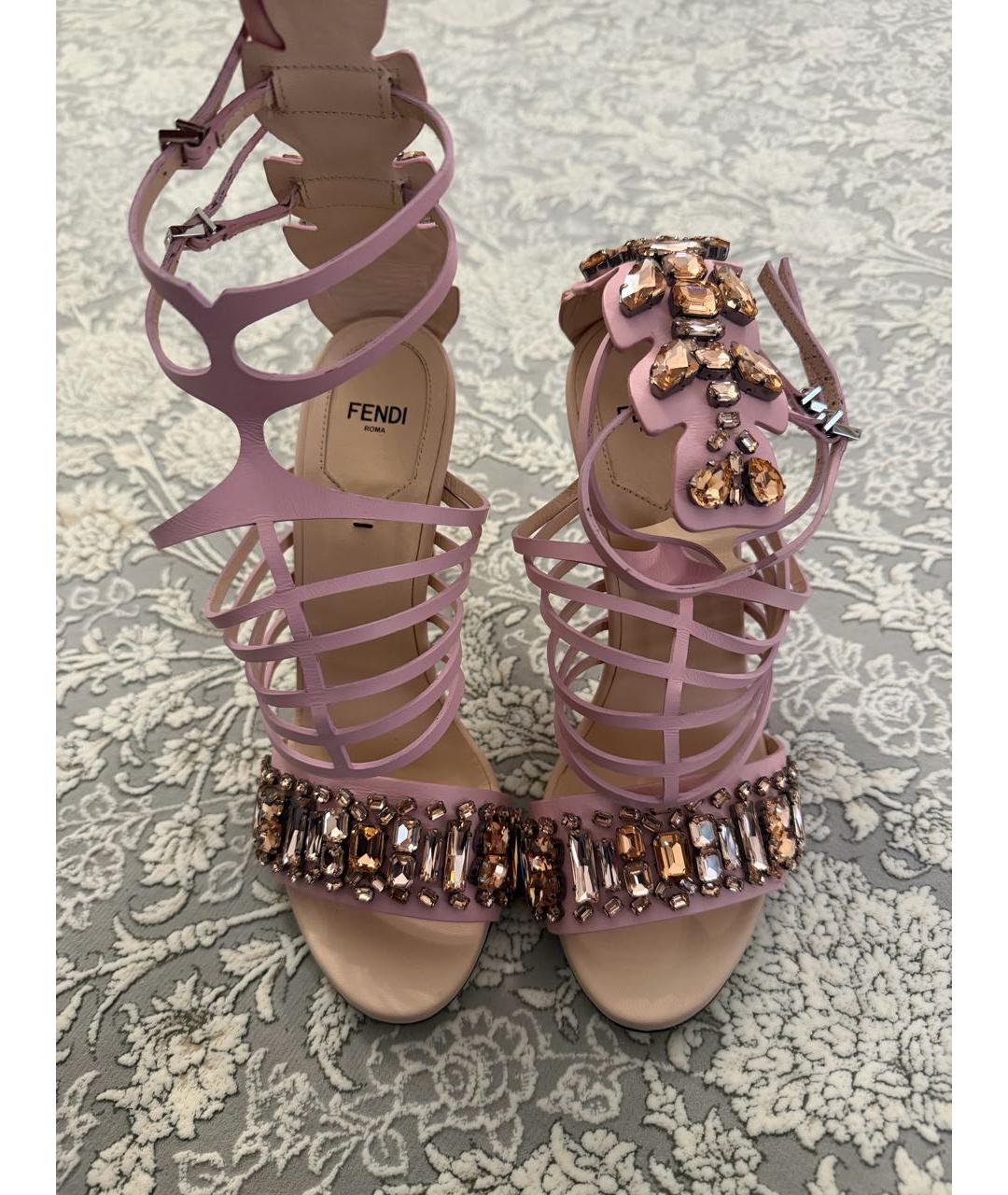 FENDI Розовые кожаные туфли, фото 2