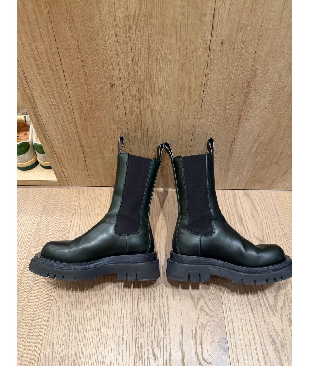 BOTTEGA VENETA Хаки кожаные ботинки, фото 5