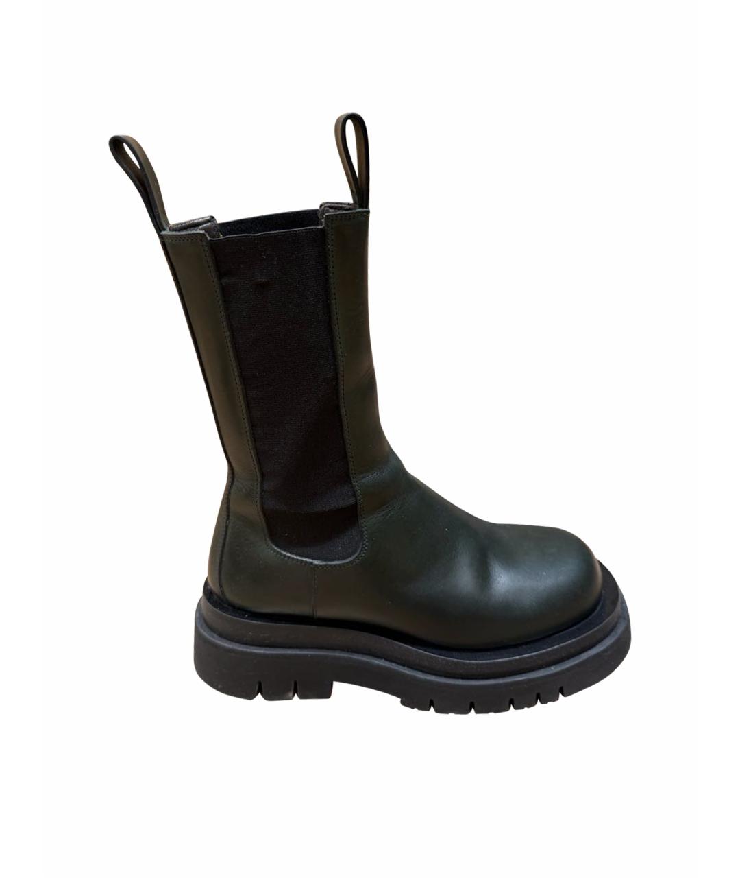 BOTTEGA VENETA Хаки кожаные ботинки, фото 9