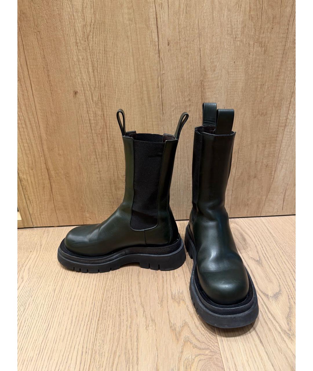 BOTTEGA VENETA Хаки кожаные ботинки, фото 8