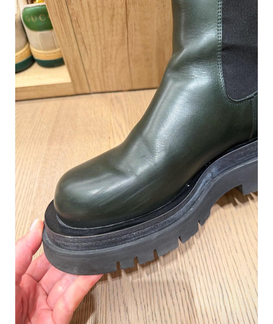 BOTTEGA VENETA Хаки кожаные ботинки, фото 7