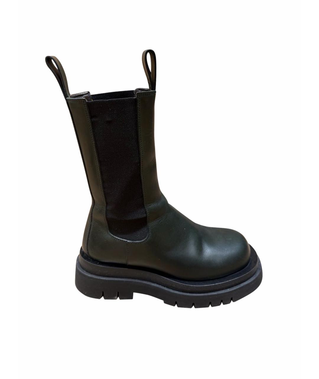 BOTTEGA VENETA Хаки кожаные ботинки, фото 1