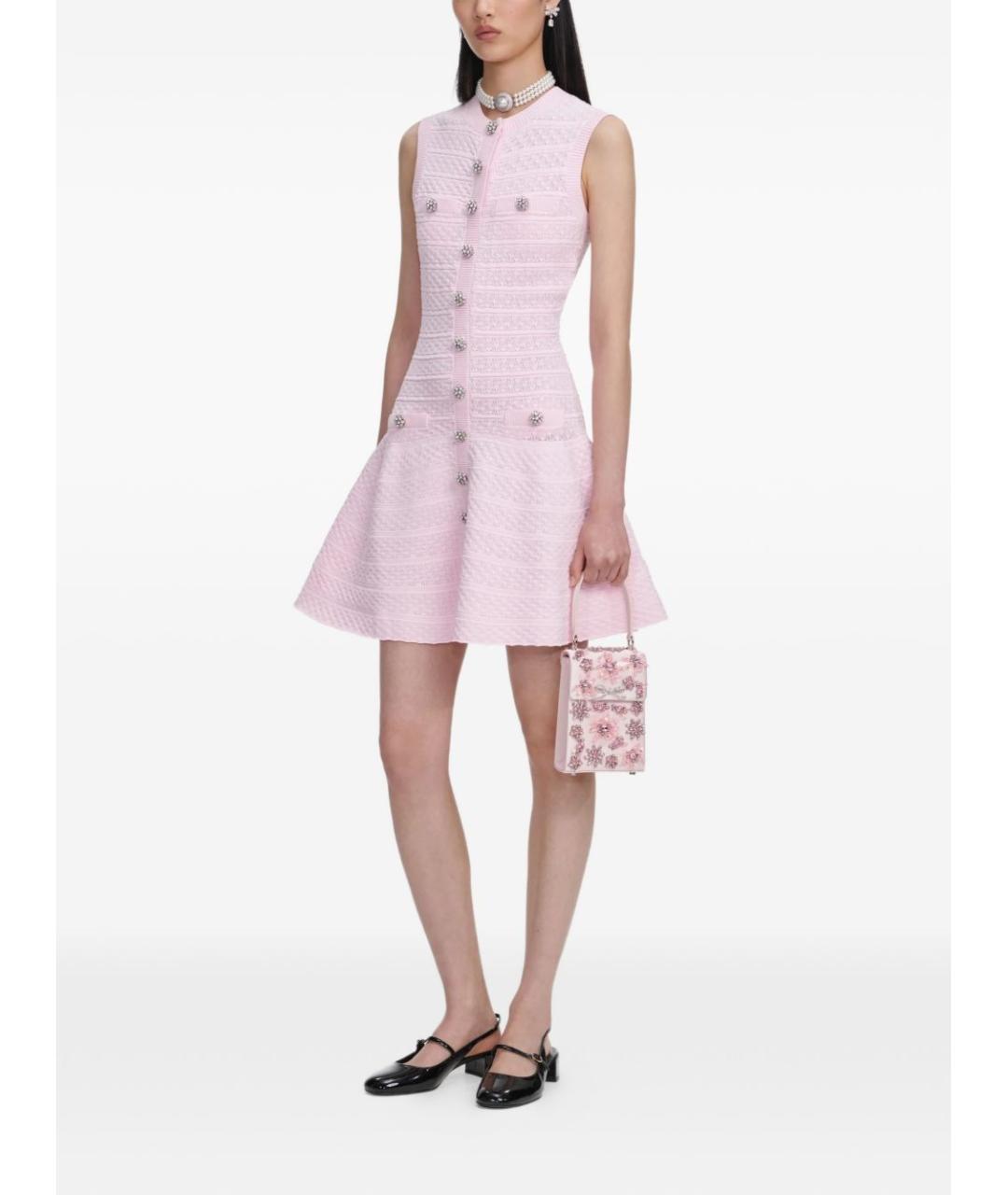 SELF-PORTRAIT Розовое полиэстеровое повседневное платье, фото 3