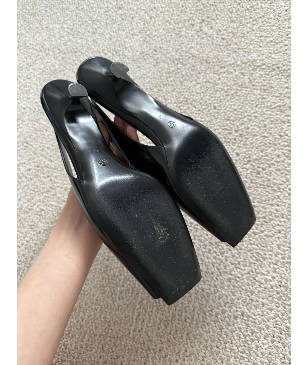 THE ROW Черные кожаные босоножки, фото 5