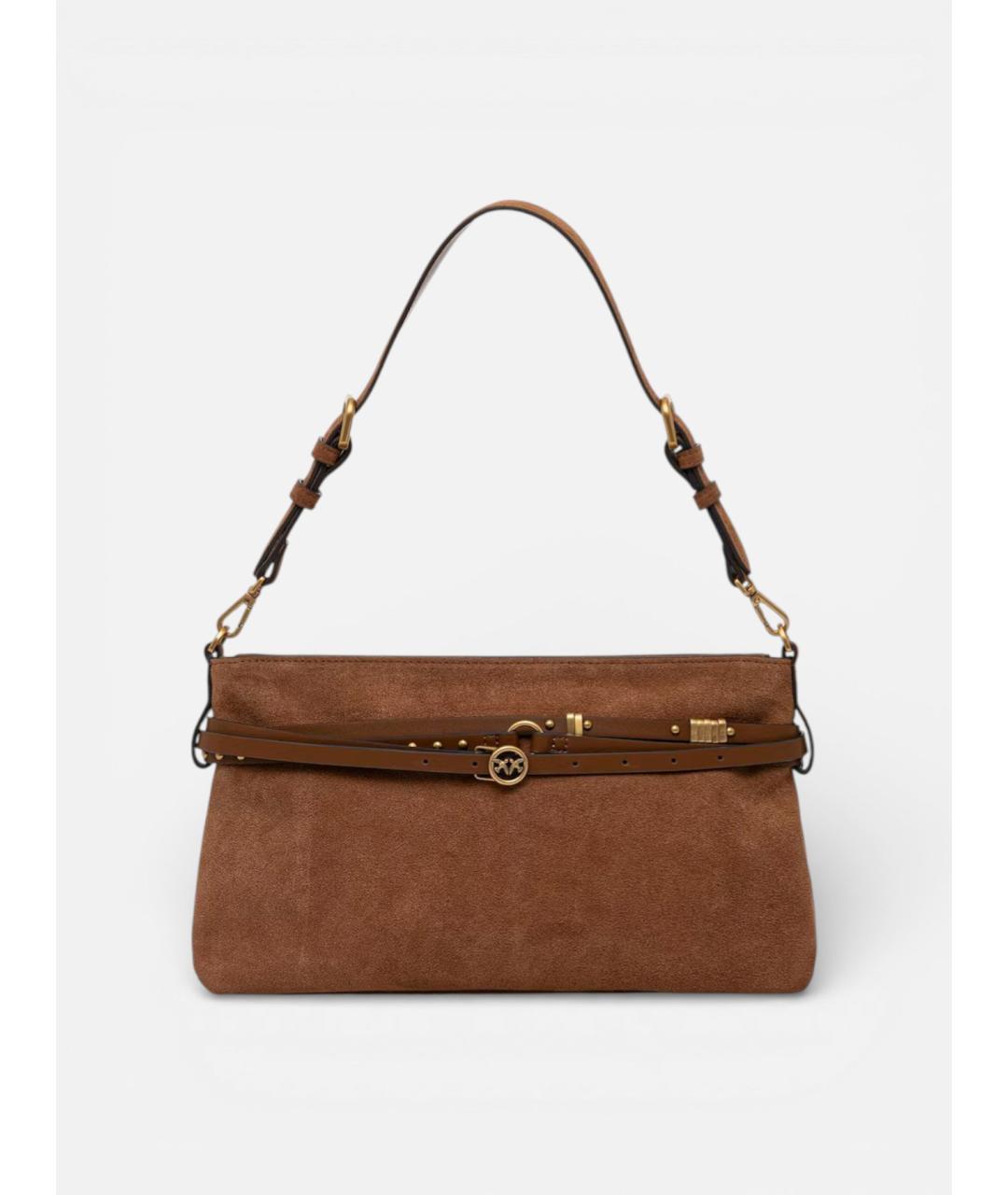 PINKO Коричневая кожаная сумка через плечо, фото 4