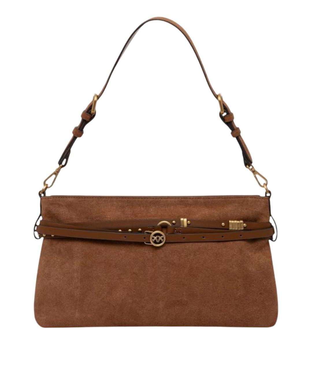 PINKO Коричневая кожаная сумка через плечо, фото 1