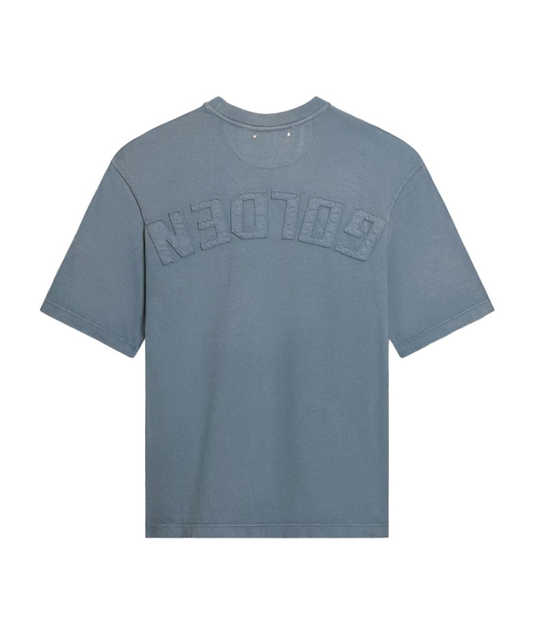 GOLDEN GOOSE DELUXE BRAND Синяя хлопковая футболка, фото 2