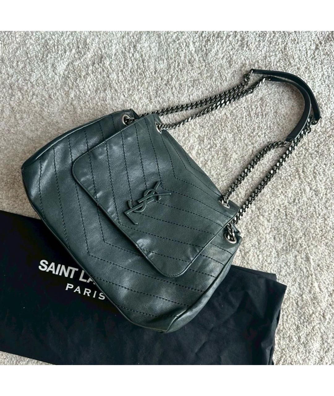 SAINT LAURENT Хаки кожаная сумка через плечо, фото 2