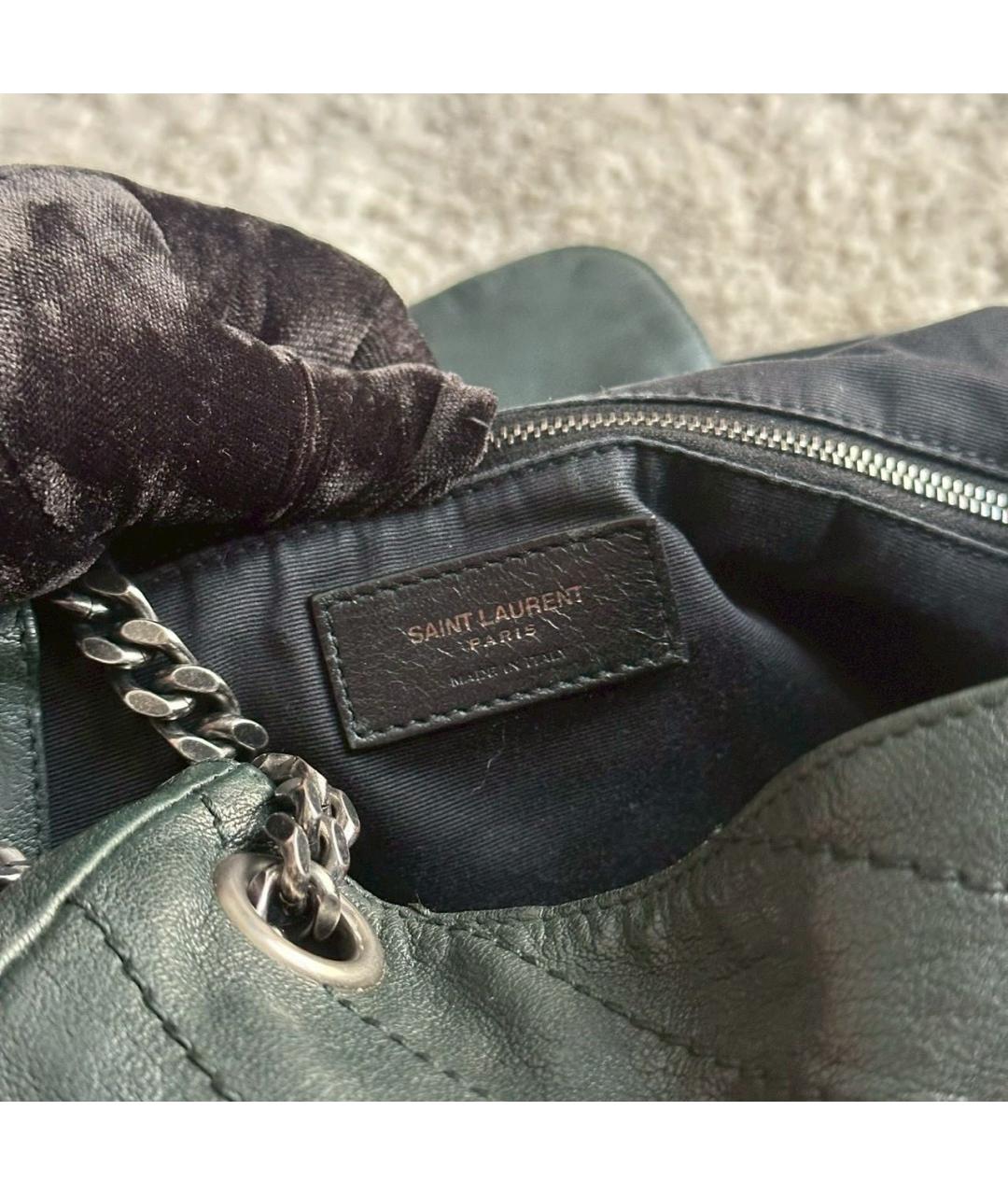 SAINT LAURENT Хаки кожаная сумка через плечо, фото 5