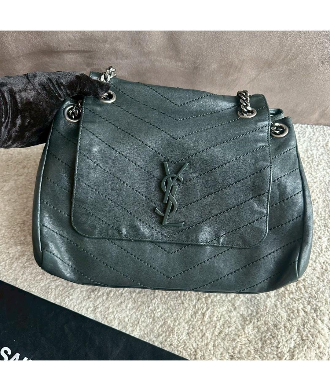 SAINT LAURENT Хаки кожаная сумка через плечо, фото 3