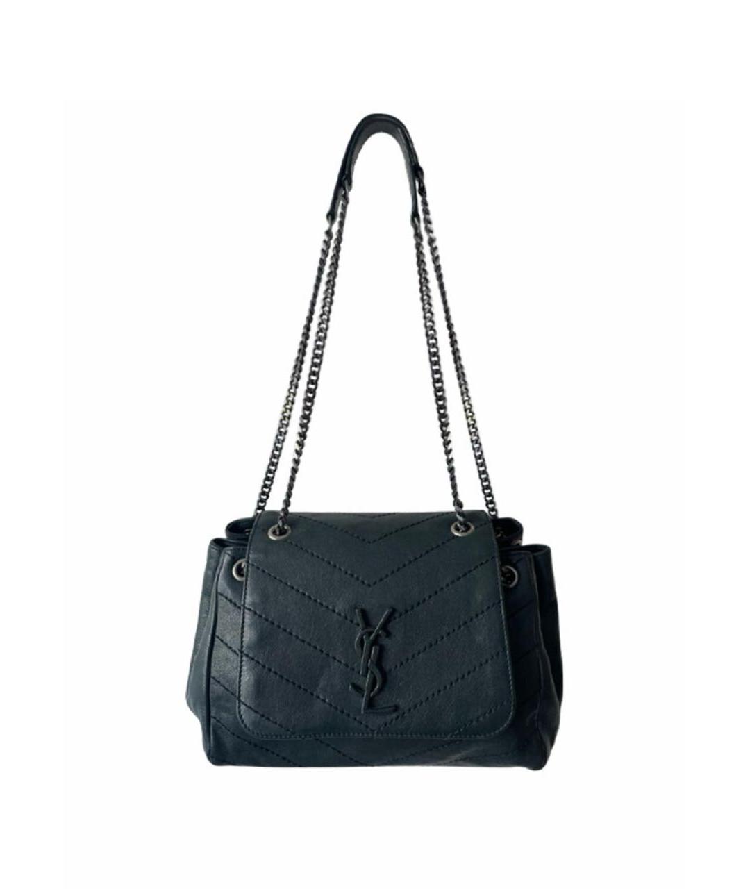 SAINT LAURENT Хаки кожаная сумка через плечо, фото 7