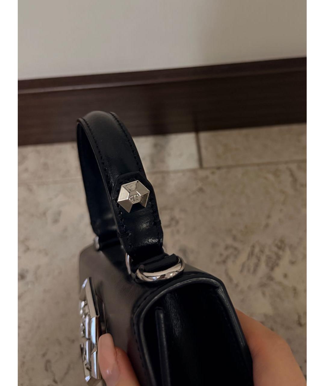 PHILIPP PLEIN Черная кожаная сумка с короткими ручками, фото 3