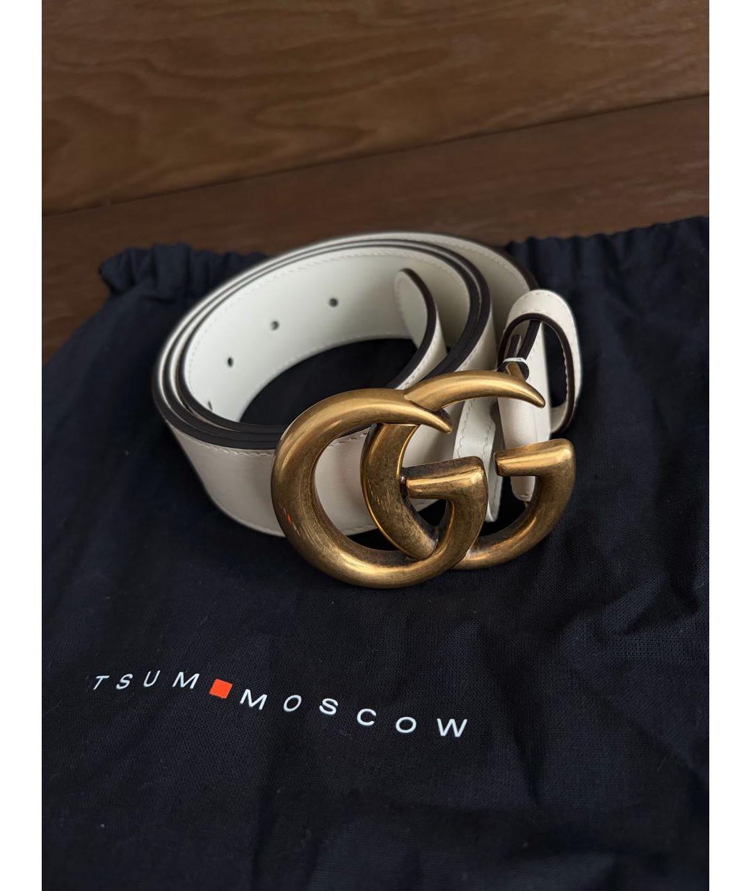 GUCCI Бежевый кожаный ремень, фото 4