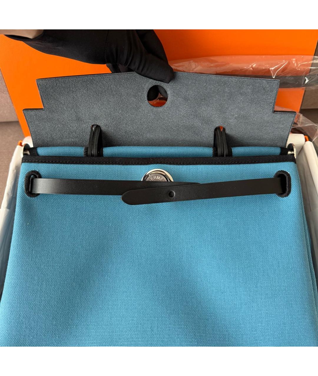 HERMES Голубая кожаная сумка через плечо, фото 4