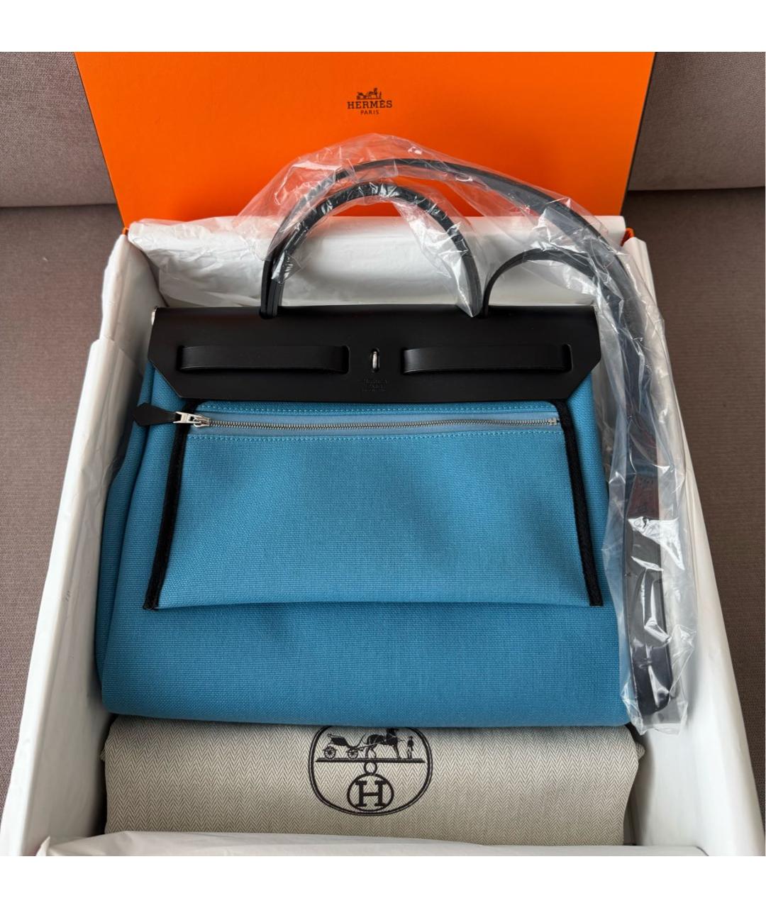 HERMES Голубая кожаная сумка через плечо, фото 3