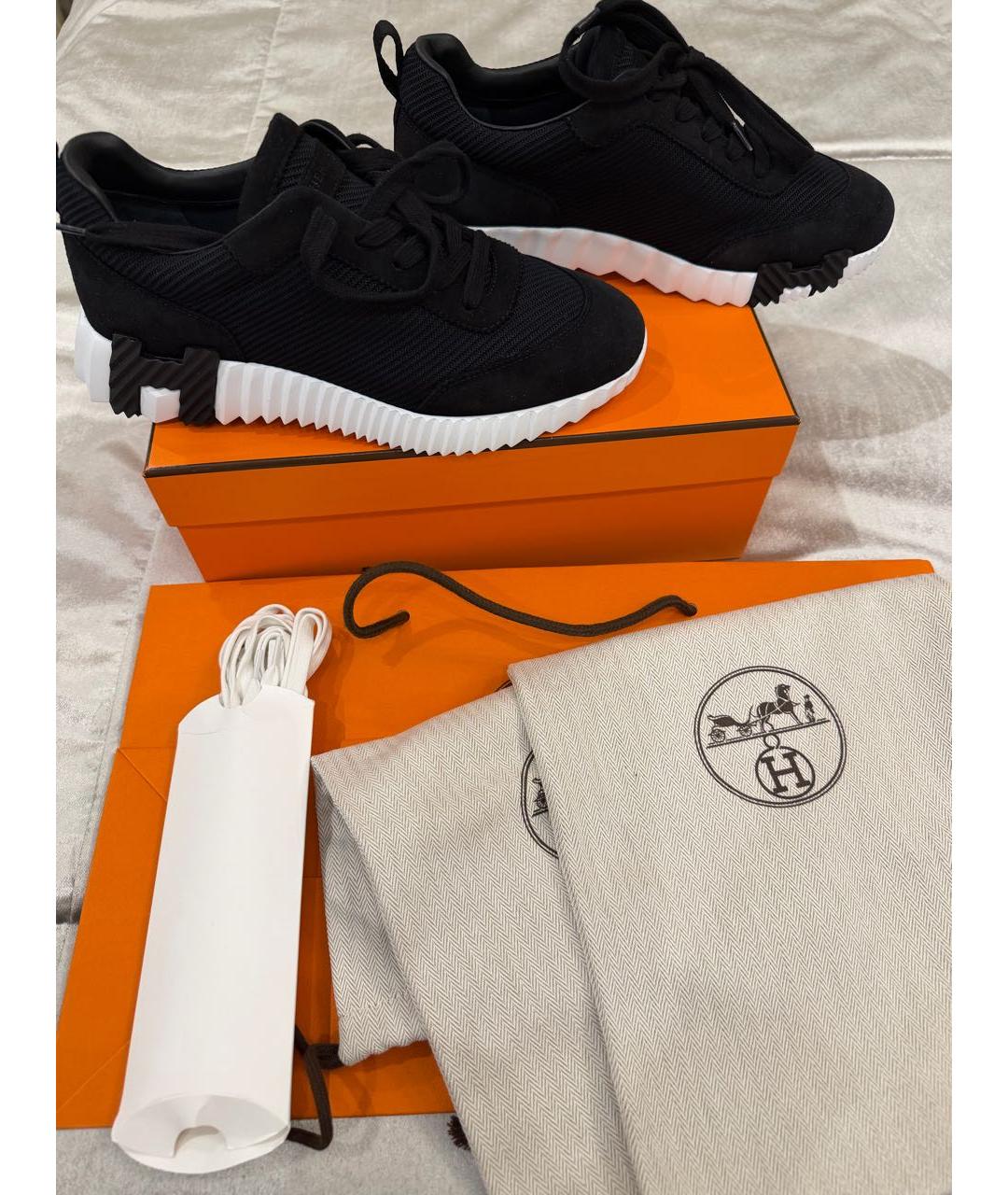 HERMES Черные текстильные кроссовки, фото 8