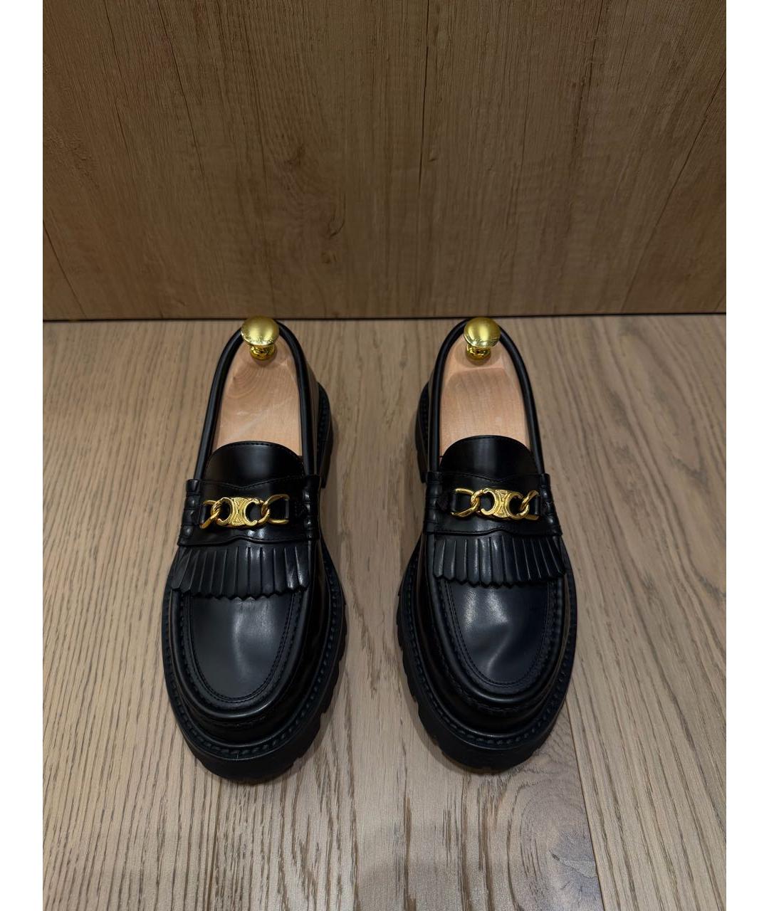 CELINE Черные кожаные лоферы, фото 2