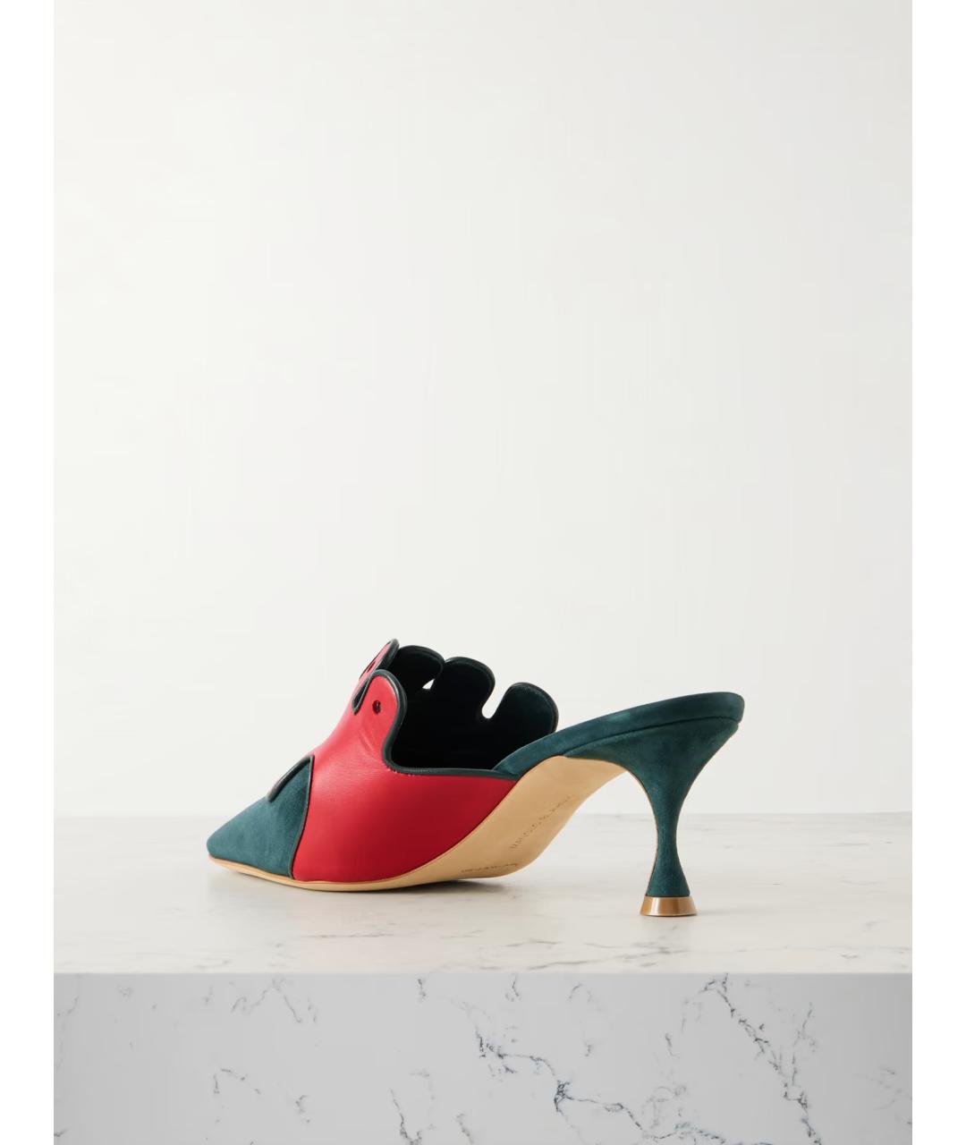 MANOLO BLAHNIK Зеленые замшевые мюли, фото 3