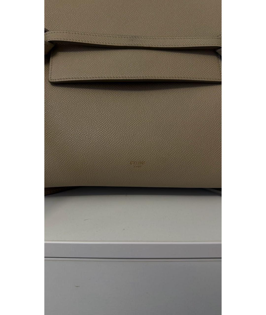 CELINE Бежевая кожаная сумка через плечо, фото 6