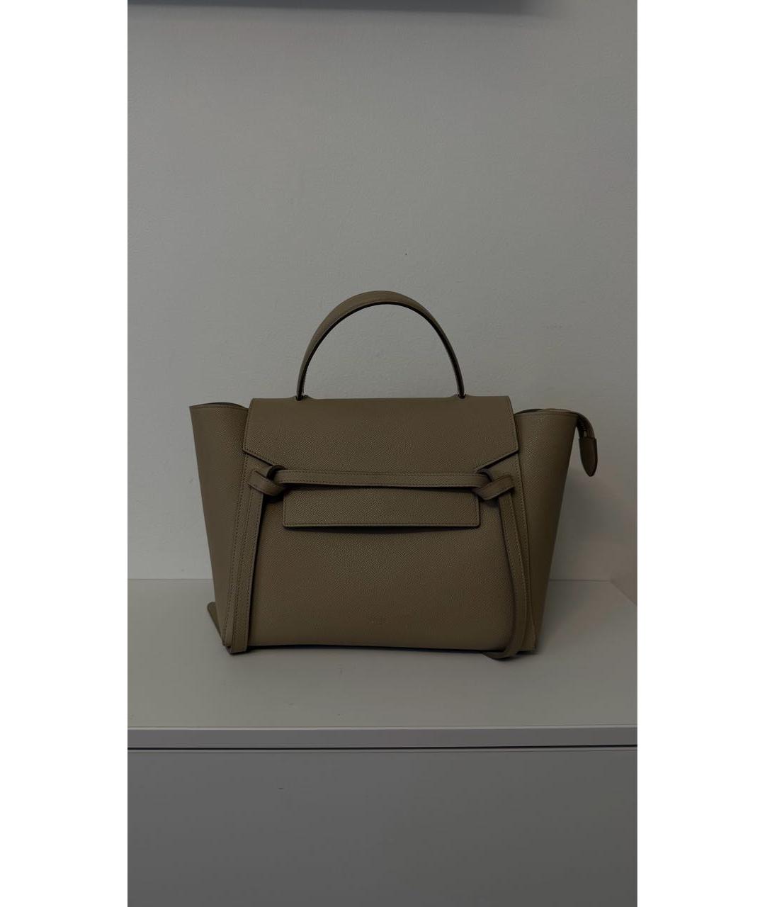 CELINE Бежевая кожаная сумка через плечо, фото 9