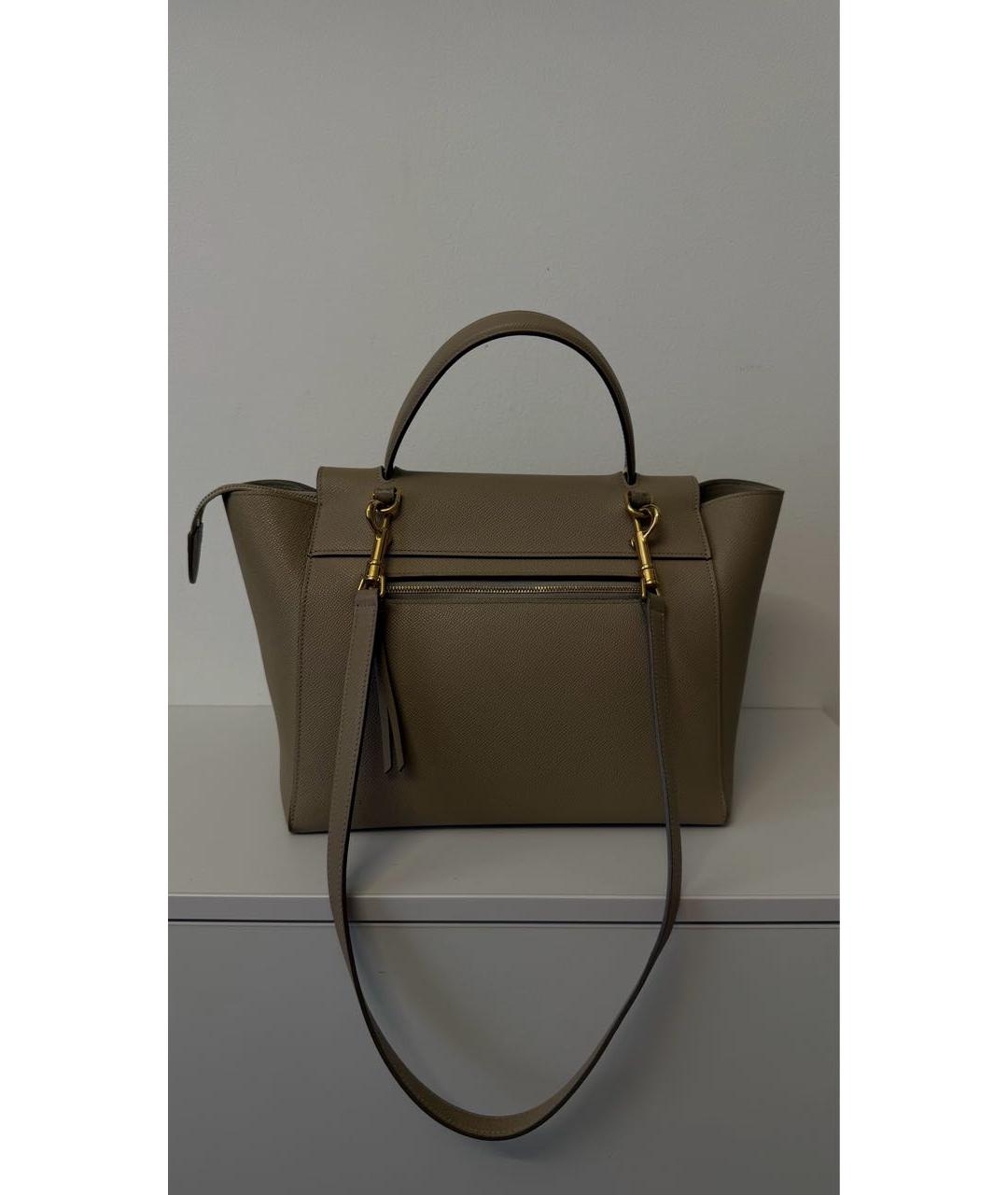 CELINE Бежевая кожаная сумка через плечо, фото 3