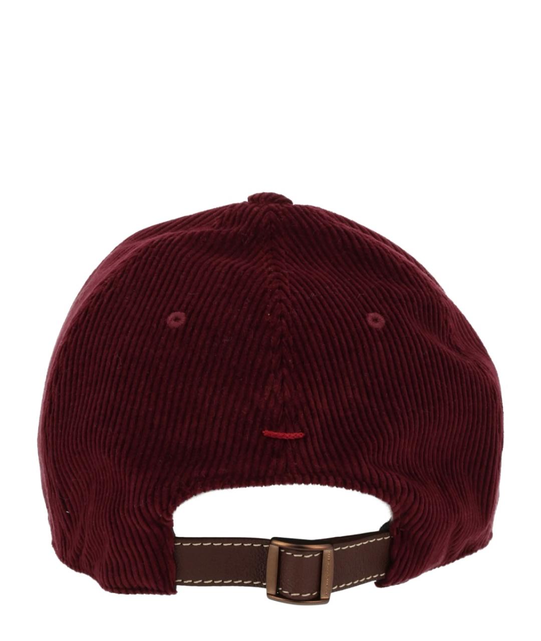 BRUNELLO CUCINELLI Бордовая хлопковая кепка/бейсболка, фото 2
