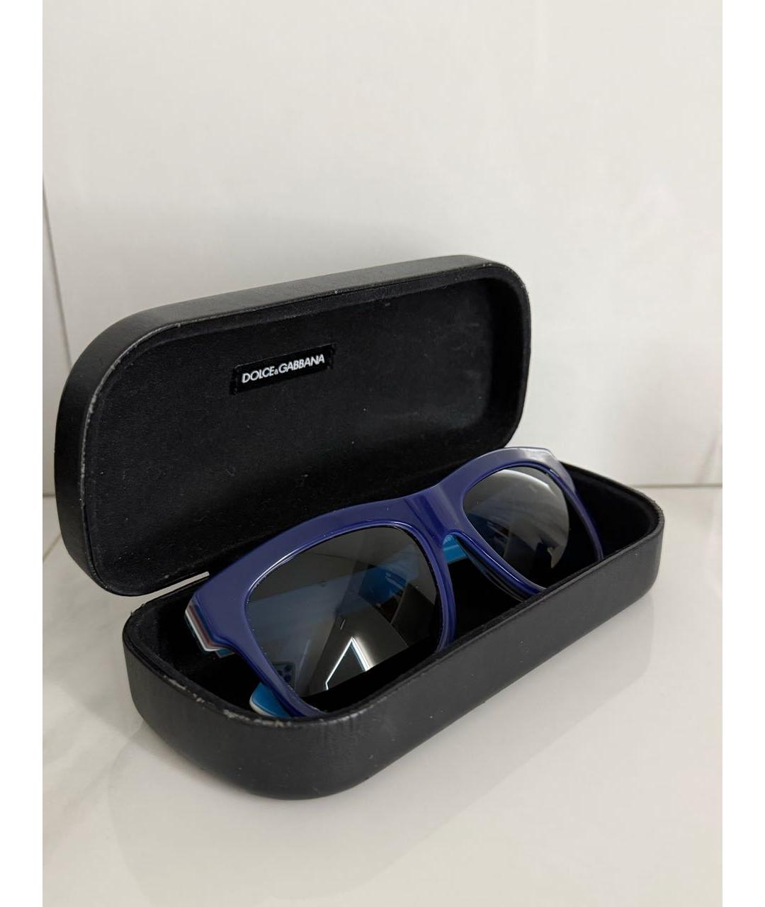 DOLCE&GABBANA Темно-синие пластиковые солнцезащитные очки, фото 4