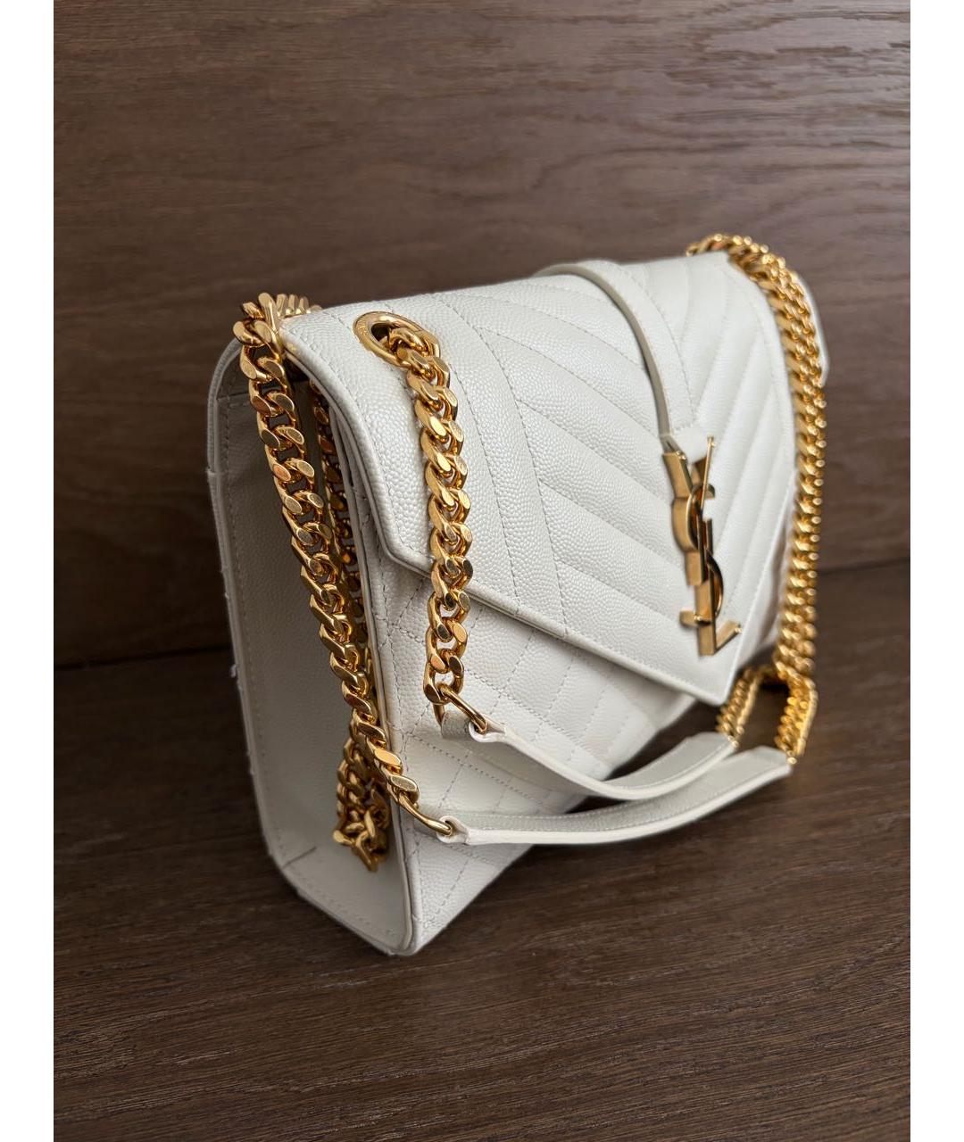 SAINT LAURENT Бежевая кожаная сумка через плечо, фото 2