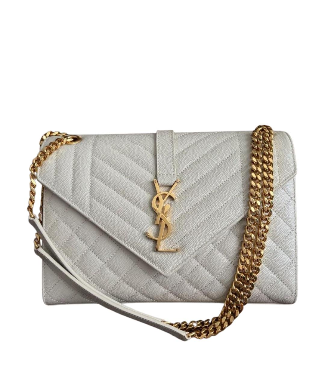 SAINT LAURENT Бежевая кожаная сумка через плечо, фото 1