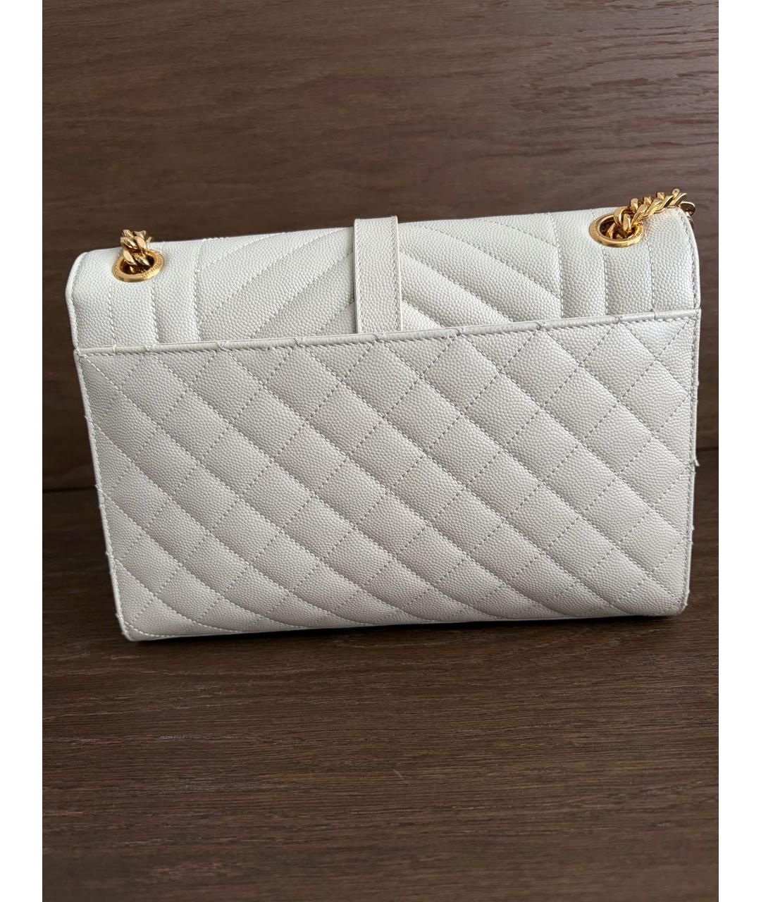 SAINT LAURENT Бежевая кожаная сумка через плечо, фото 3