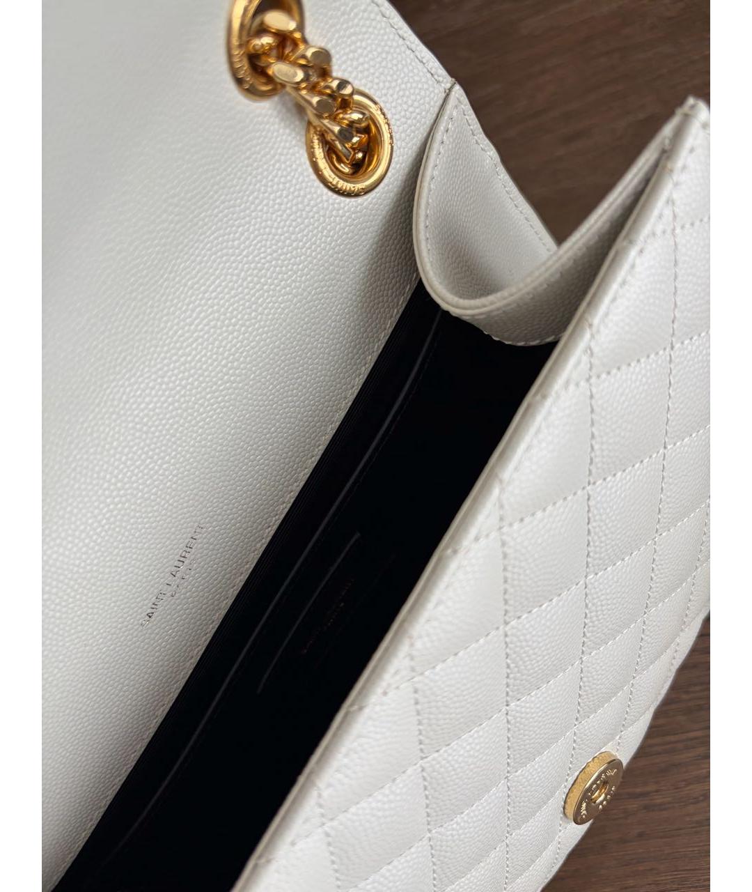 SAINT LAURENT Бежевая кожаная сумка через плечо, фото 4