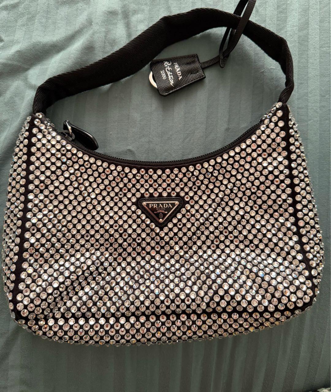 PRADA Черная тканевая сумка с короткими ручками, фото 6