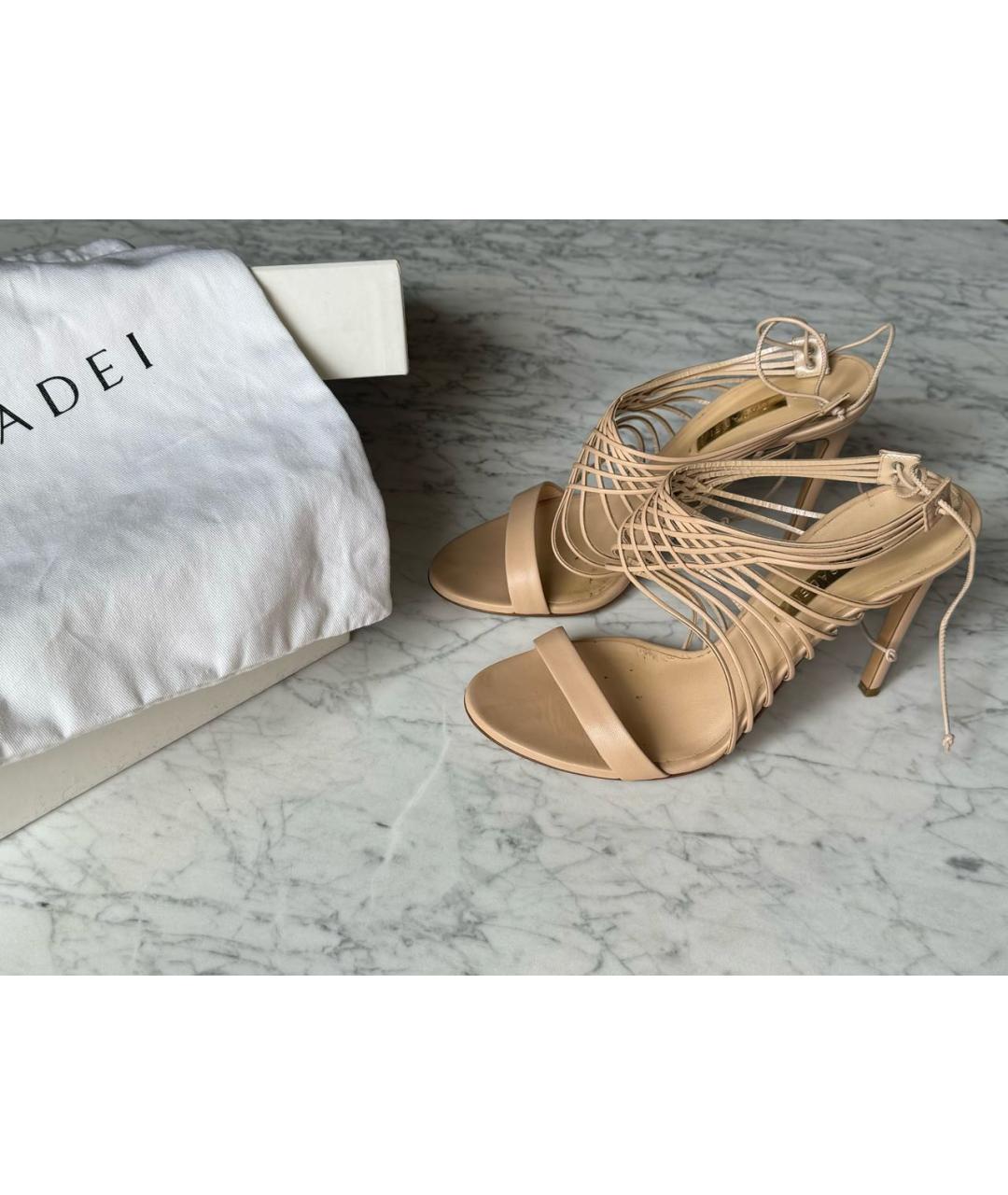 CASADEI Бежевые кожаные босоножки, фото 7