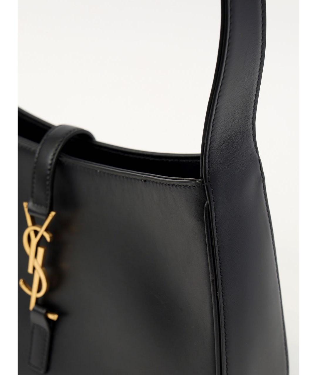 SAINT LAURENT Черная кожаная сумка с короткими ручками, фото 5