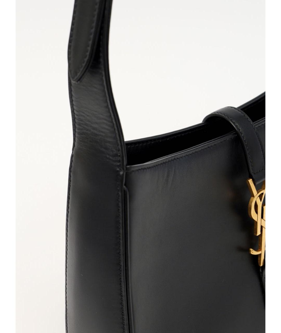 SAINT LAURENT Черная кожаная сумка с короткими ручками, фото 4