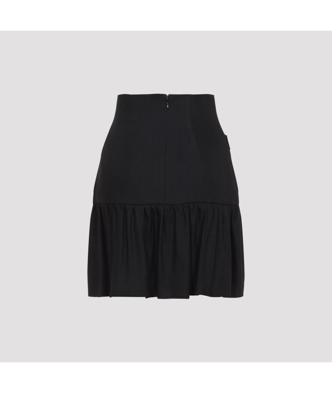 ELISABETTA FRANCHI Черная льняная юбка мини, фото 3