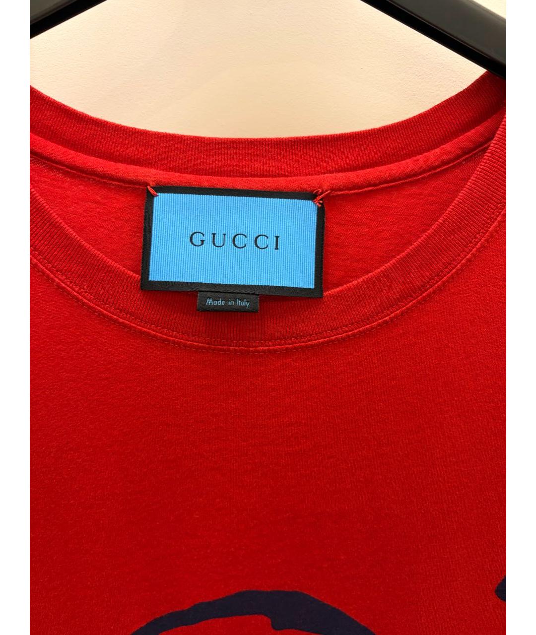 GUCCI Красная хлопковая футболка, фото 2