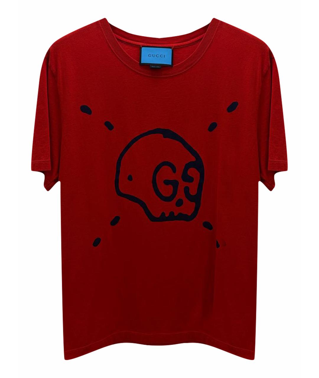 GUCCI Красная хлопковая футболка, фото 1