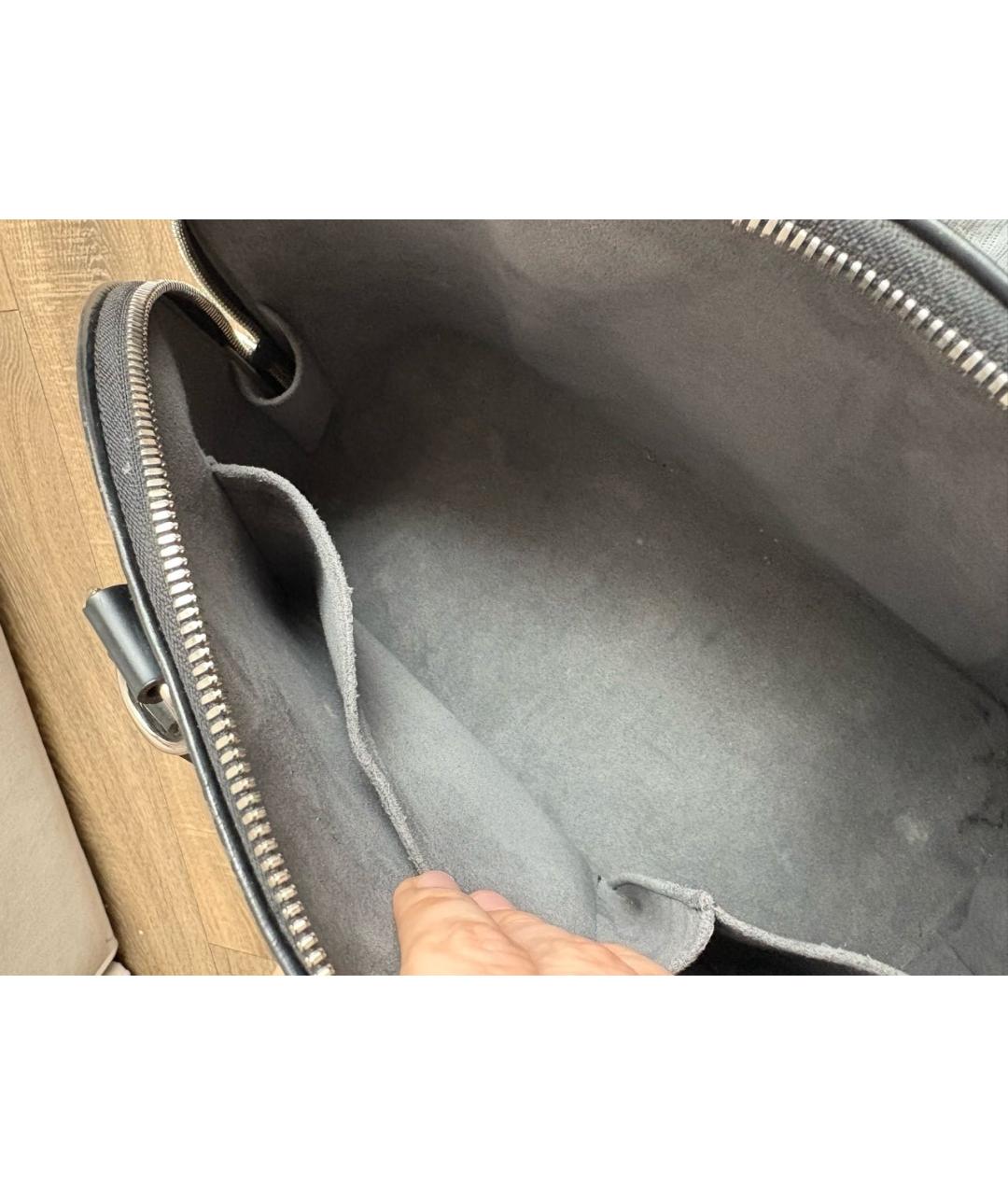 LOUIS VUITTON Черная кожаная сумка с короткими ручками, фото 4