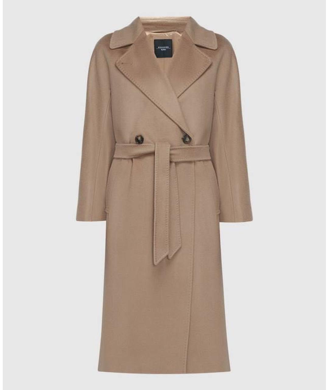 WEEKEND MAX MARA Бежевое шерстяное пальто, фото 8