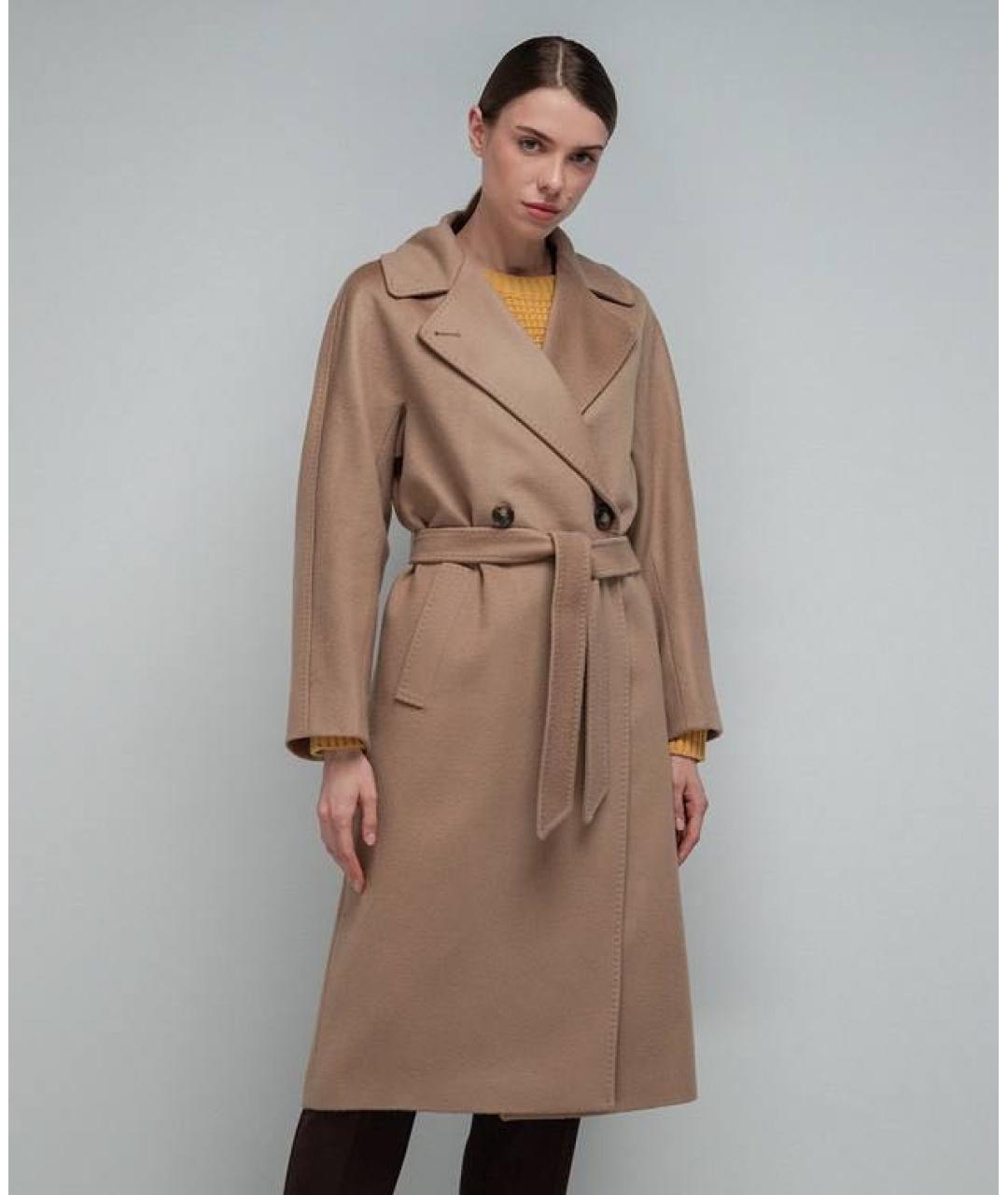 WEEKEND MAX MARA Бежевое шерстяное пальто, фото 7