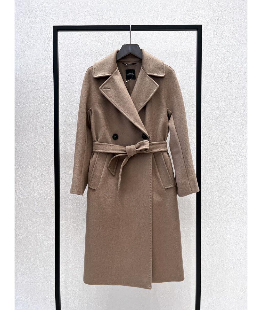 WEEKEND MAX MARA Бежевое шерстяное пальто, фото 5